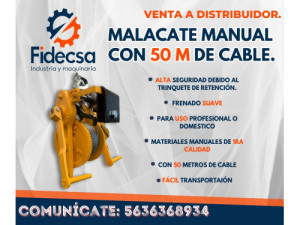venta Malacate manual con 50m de cable