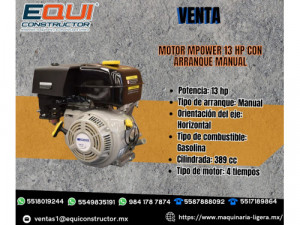 CHIAPAS Motor Mpower 13hp con Arranque Manual 