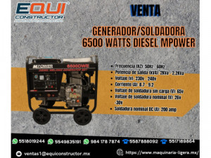 Generador/soldadora 6500 watts diesel mpower