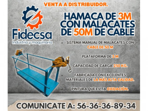 Hamaca de 3m con malacates de 50m de cable