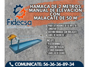 Hamaca de 2mts manual de elevación con malacate de 50 ...