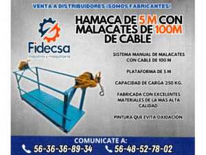 Hamaca de 5 m con Malacates de 100 m de Cable