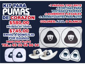 KIT PARA AUTOS DE PUMAS DE CORAZON 